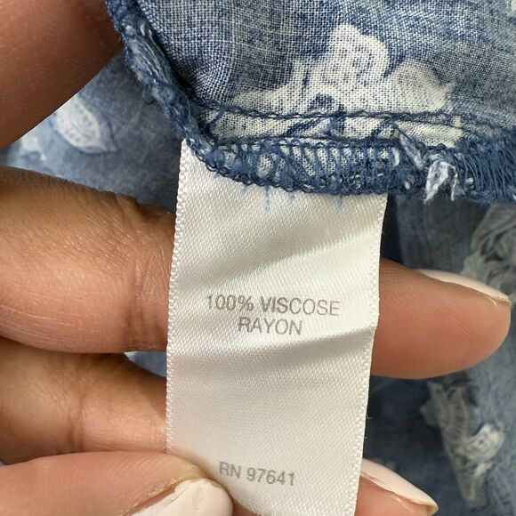 J Jill Top Womens Size L Seaside Woodblock Tunic Rayon 3/4 Sleeve Boho Coastal - Picture 12 of 12